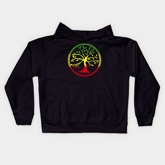 Tree Roots Rasta Lion Reggae   good vibes Kids Hoodie by Caskara